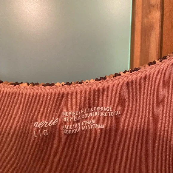 Aerie Brown Leopard Print One Piece Swimsuit with Midriff Cutout - Picture 6 of 10